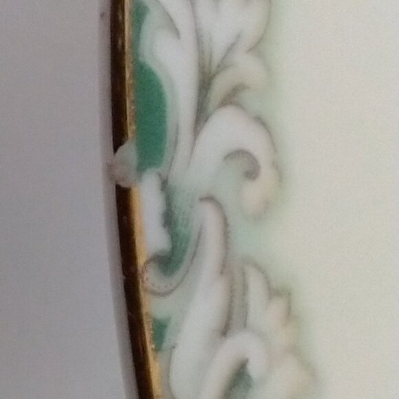 Vintage Noritake Serving Bowl Deep Well - Green/Cream 1940s Made in Japan - Picture 2 of 9